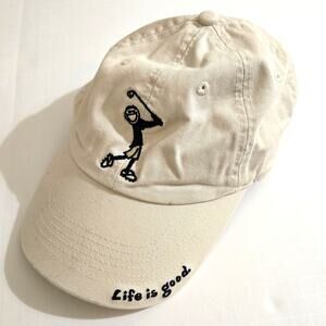 Life is Good Golf Stick Figure Baseball Cap Adjustable Stone Cotton